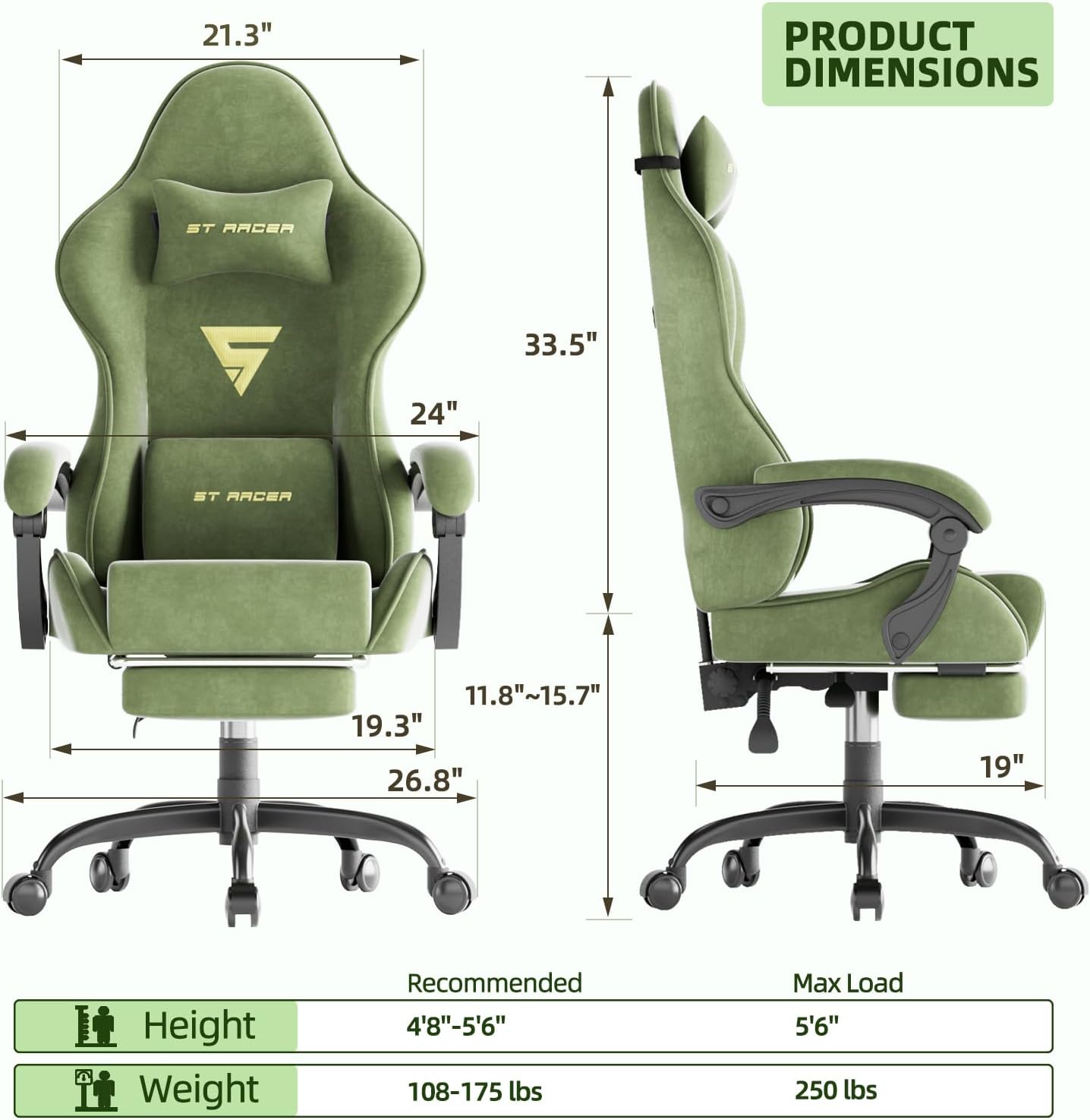 Gaming Chair Racing for Adult, - огляд і ціна Massage