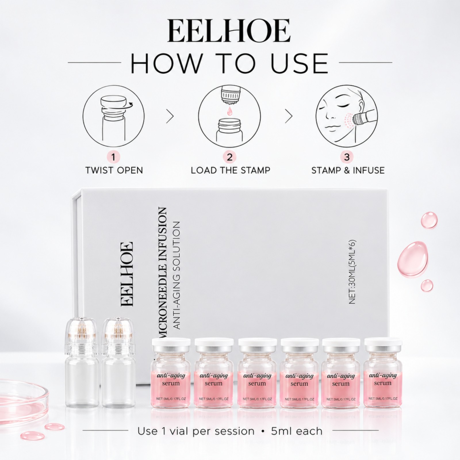 0.2mm Microneedle Serum Kit 6  - огляд і ціна Hyaluronic Acid Facial Serum