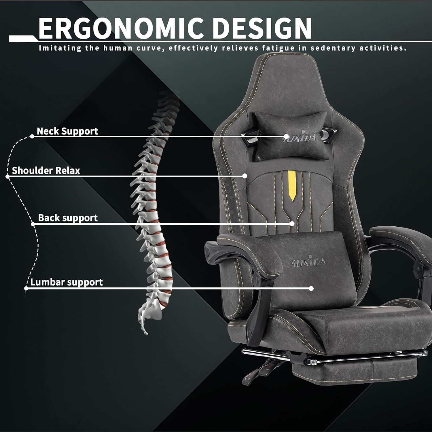 Gaming Chair with Footrest Erg - огляд і ціна Massage