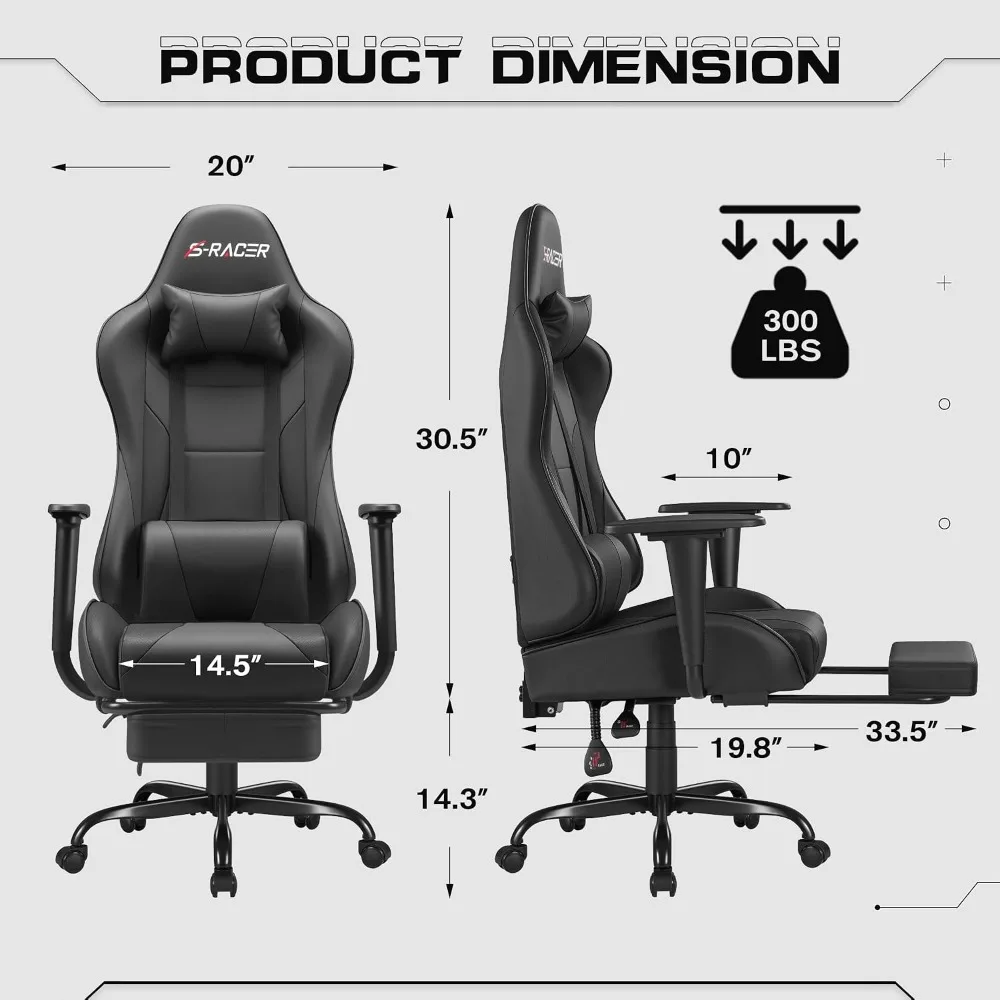 Gaming Chair with Footrest Mas - огляд і ціна Massage