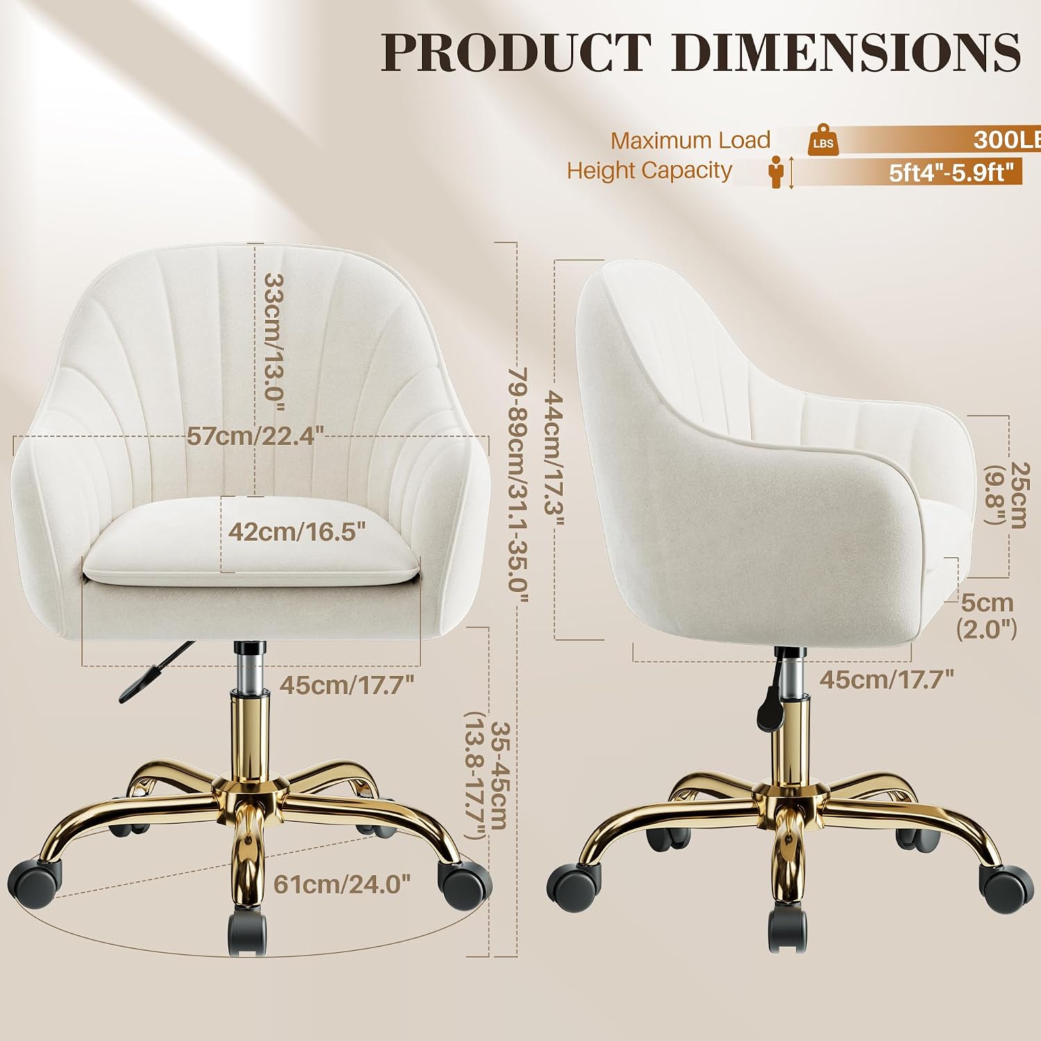 Vanity Chair with Wheels, Comf - огляд і ціна Makeup