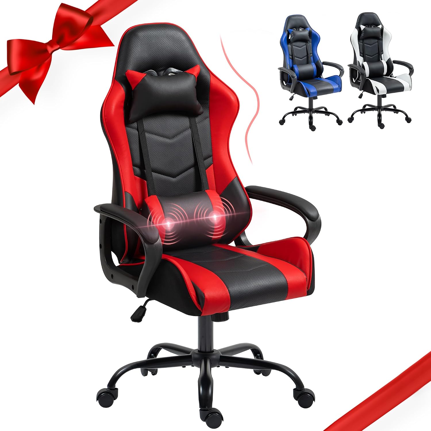 Red Ergonomic Gaming Chair Mas - огляд і ціна Massage