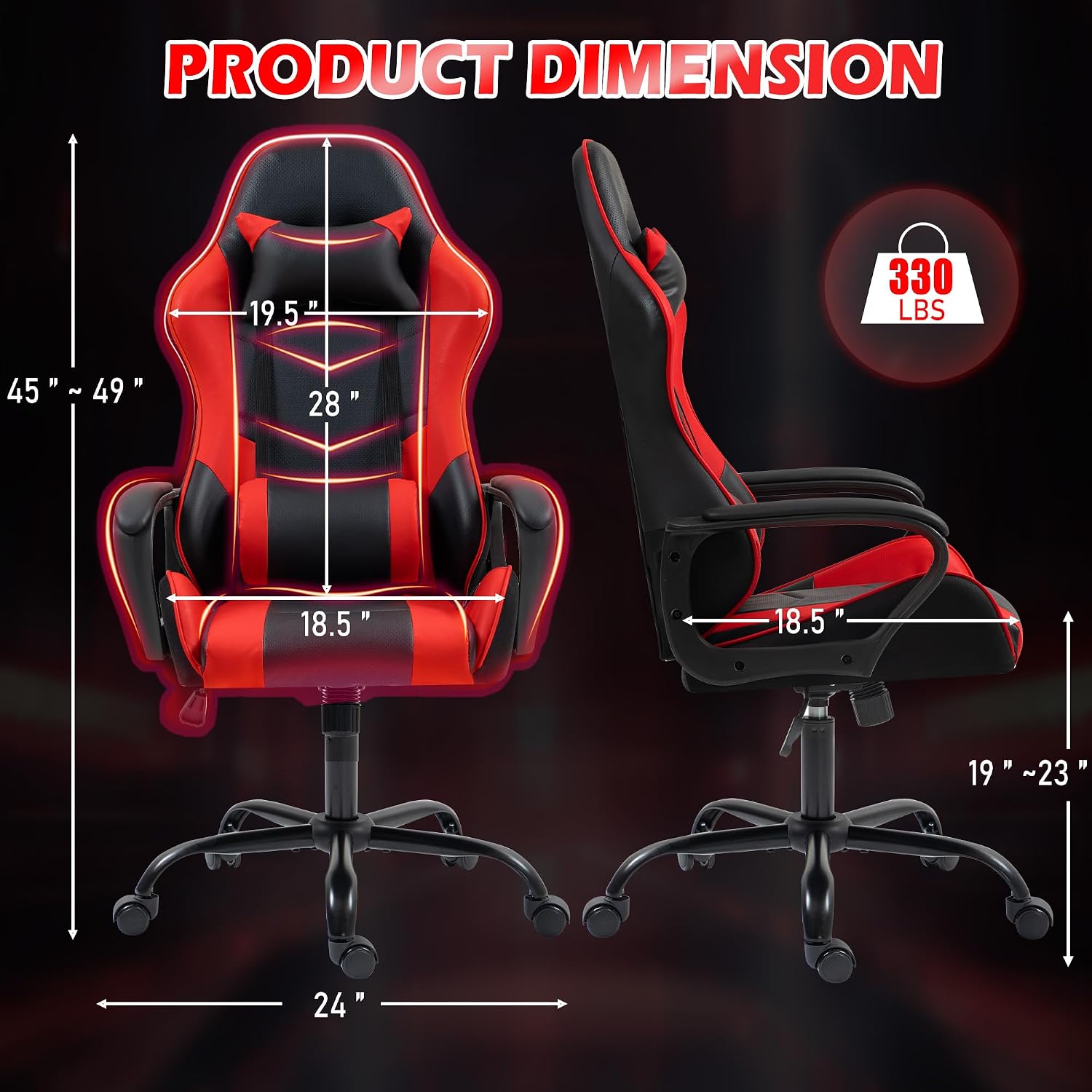 Red Ergonomic Gaming Chair Mas - огляд і ціна Massage